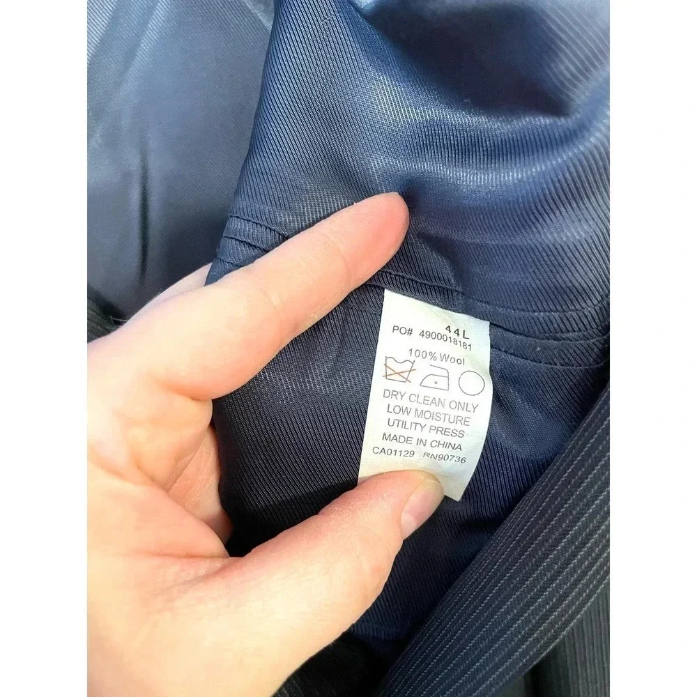 Calvin Klein | Men’s Black Gray Pinstripe Two Button Suit Jacket Blazer 44L